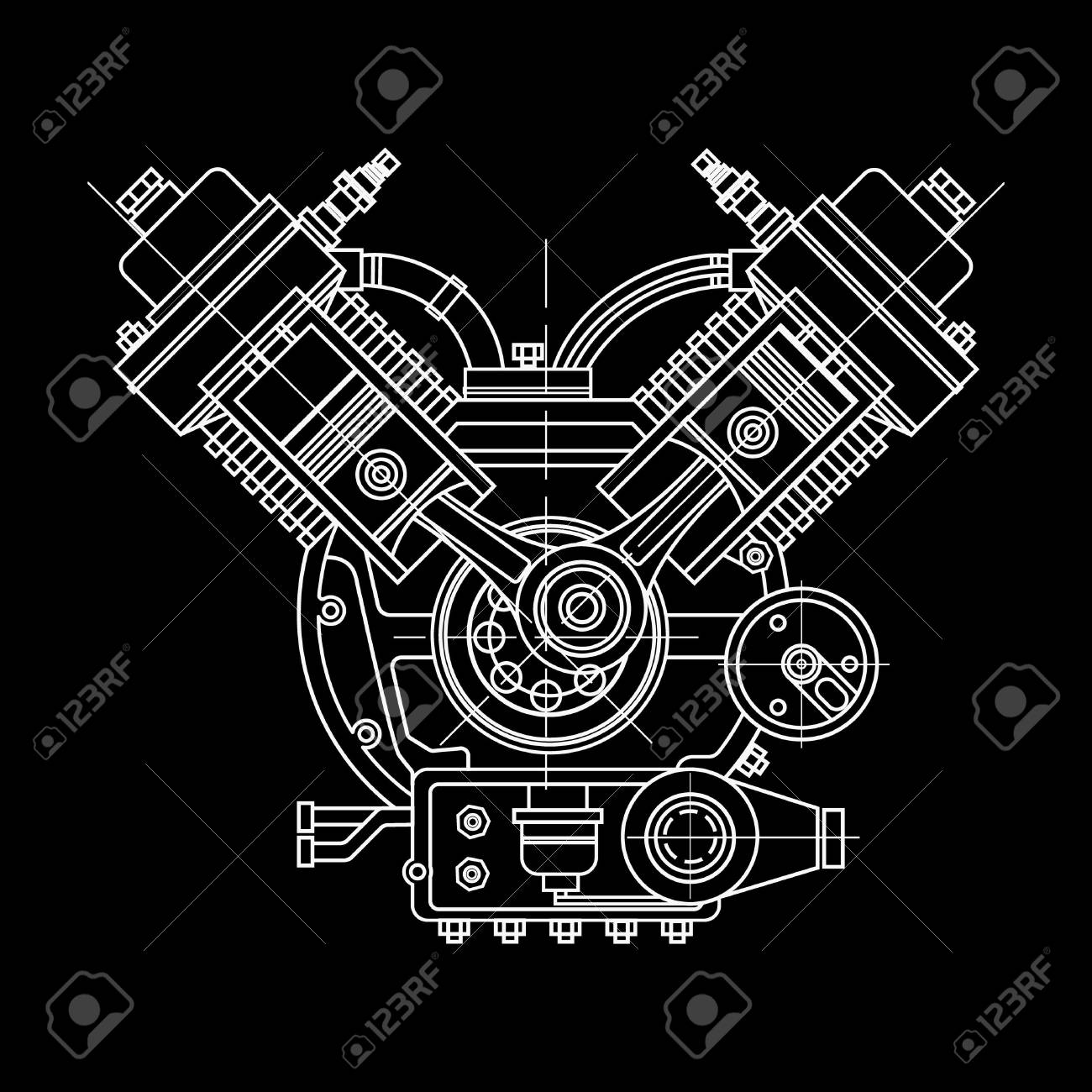 内燃機関 セクション内の機械の描画エンジンは 内部構造を示す シリンダー ピストン スパークプラグ のイラスト素材 ベクタ Image