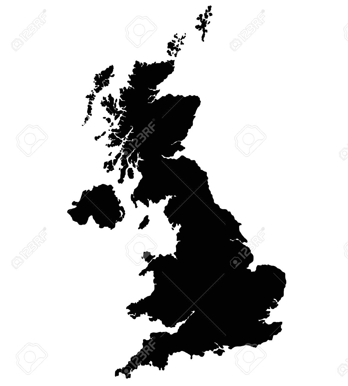 Free Uk Map Vector United Kingdom Map Vector Silhouette. Isolated On Black Royalty Free Svg,  Cliparts, Vectors, And Stock Illustration. Image 97930956.