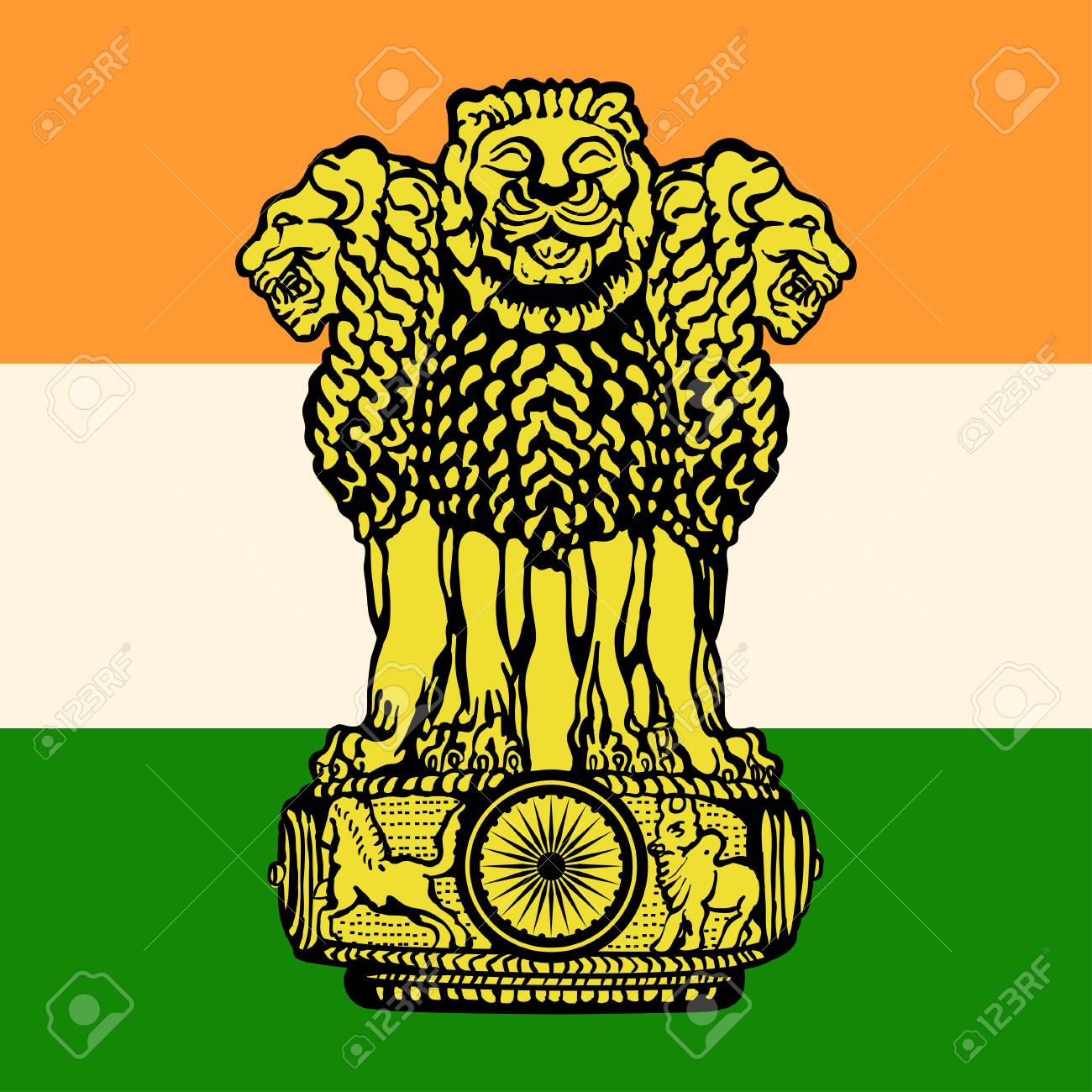 The Flag And The Emblem Of India Royalty Free SVG, Cliparts, Vectors, And  Stock Illustration. Image 99262413.
