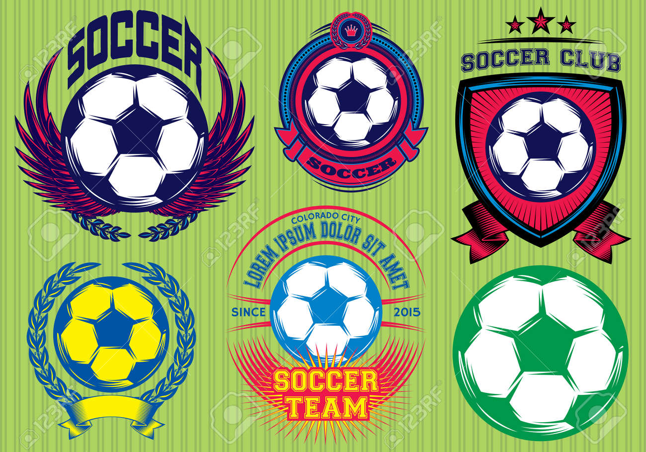 set of soccer football badge and design templates royalty free football templates