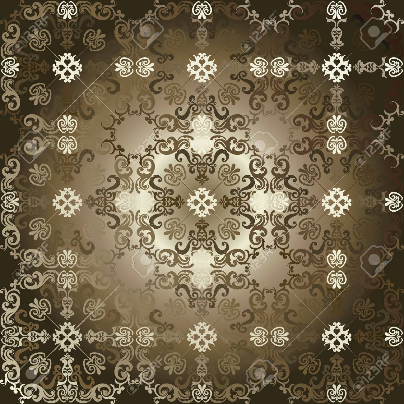 茶色の装飾用の花の壁紙 のイラスト素材 ベクタ Image