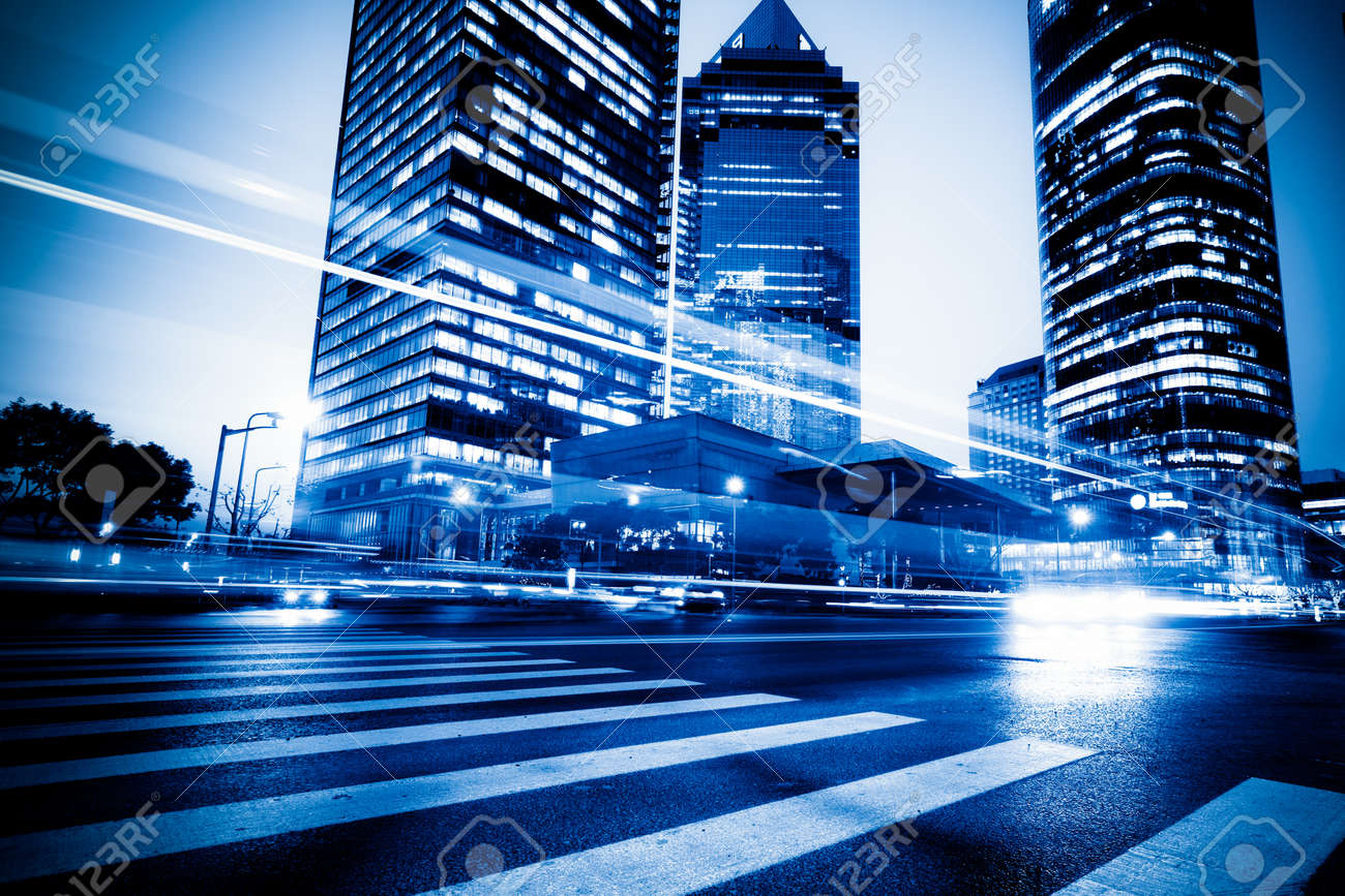 the light trails on the modern building background in shanghai china. - 10619862 the light trails on the modern building background in shanghai china. - 10619862