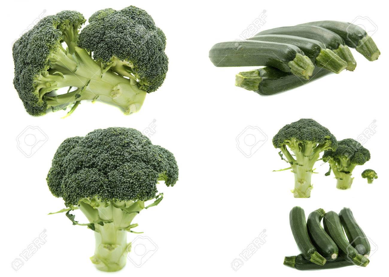 Vegetales Verdes, Calabacín, Brotes De Brócoli, Collage De Verduras De Color  Verde Sobre Fondo Blanco Fotos, retratos, imágenes y fotografía de archivo  libres de derecho. Image 35151681, image size:1300x926