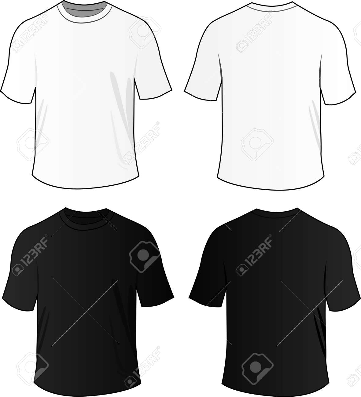ブランク T シャツ黒と白のベクトル イラスト のイラスト素材 ベクタ Image