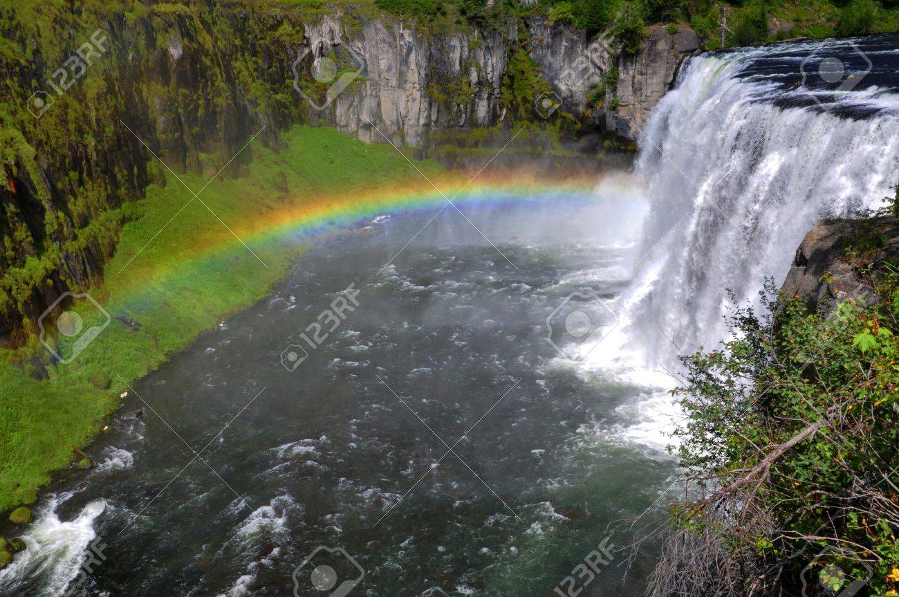 A Jaw Dropping View Of The Upper Mesa Falls In Idaho Stock Photo