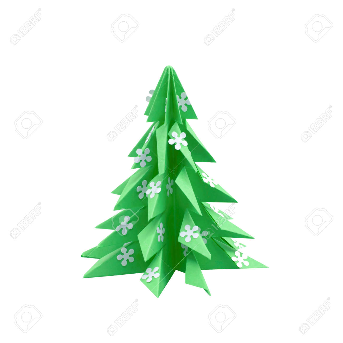 3d Origami Christmas Tree Isolated On White Paper Art And Craft