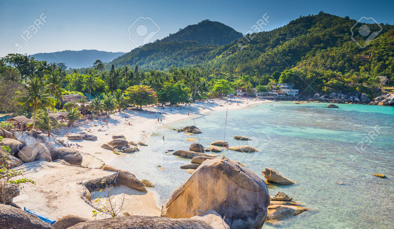 Silver Beach Crystal Beach Beach View At Koh Samui Island Thailand Stock Photo Silver Beach Crystal Beach Beach View At Koh Samui Island Thailand Stock Photo