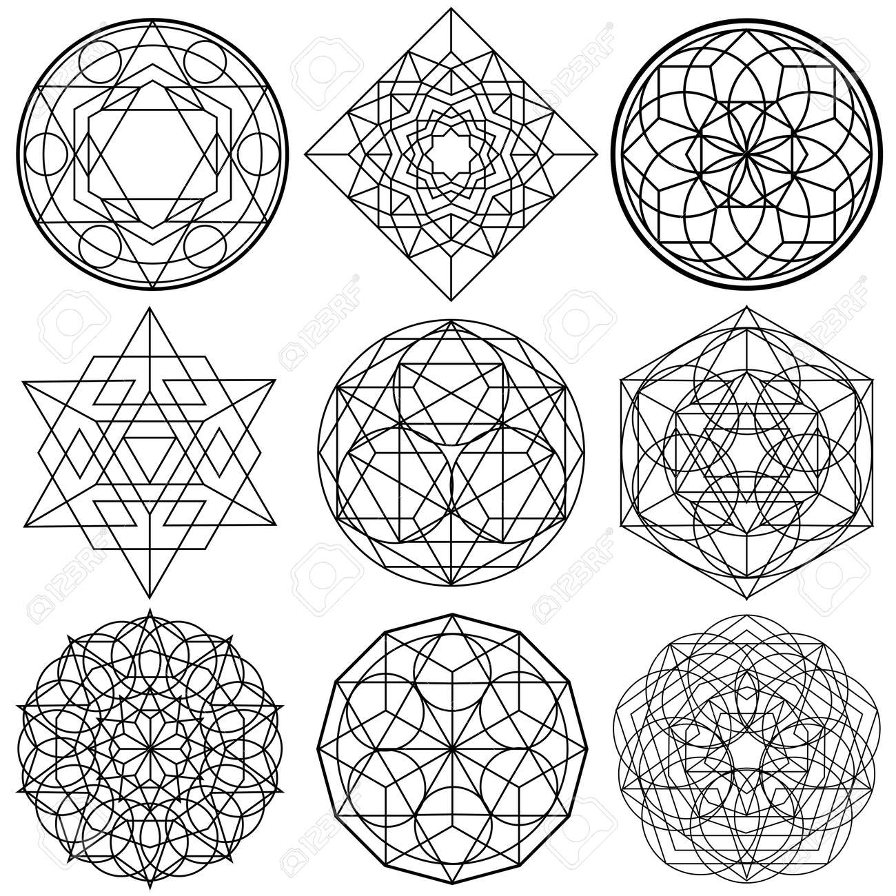 sacred geometry symbols vector set 01 royalty free cliparts