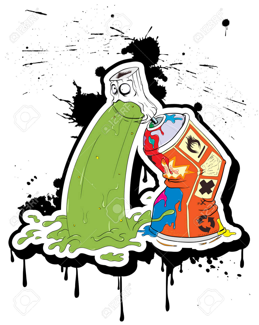 spray paint belches illustration done in the style of graffiti