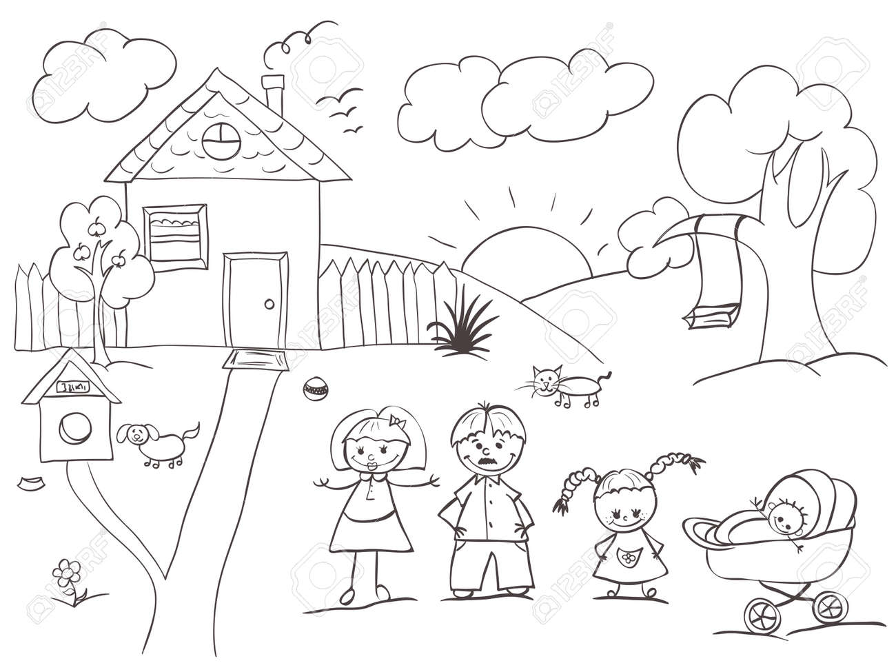 Antecedents Familiaux Bebe Applique A La Maison Clip Art Libres De Droits Vecteurs Et Illustration Image