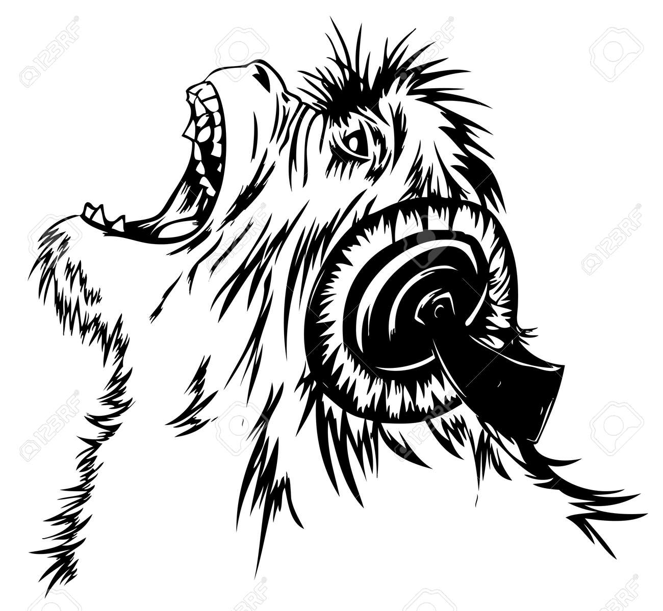 猿は プレーヤーとヘッドホンで音楽を聴いています のイラスト素材 ベクタ Image