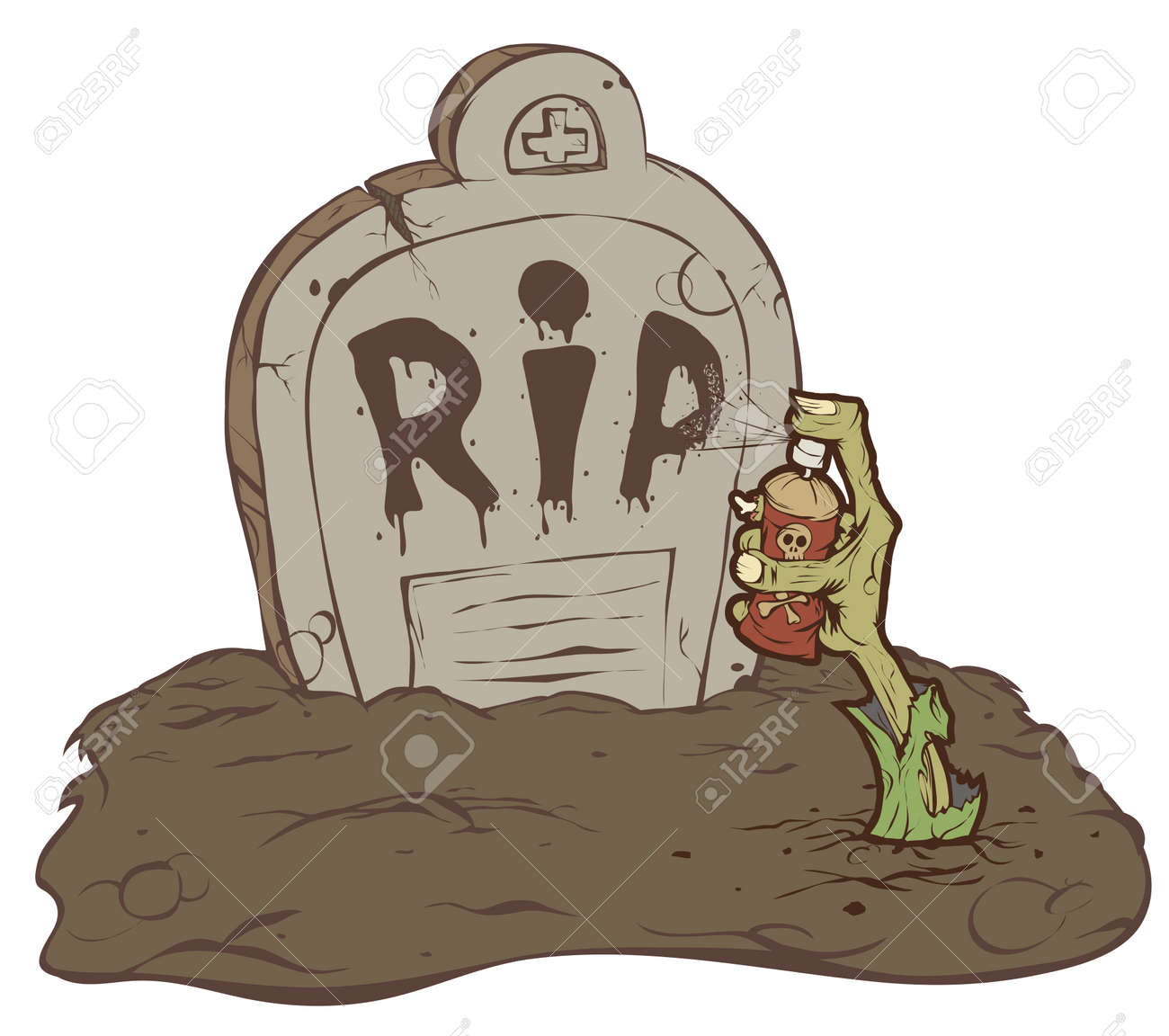 Hand zombie crawls out of the grave and wrote R.I.P. - 15326378 Hand zombie crawls out of the grave and wrote R.I.P. - 15326378