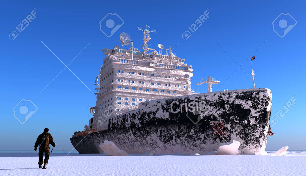 Icebreaker ship on the ice in the sea. - 23140972 Icebreaker ship on the ice in the sea. - 23140972