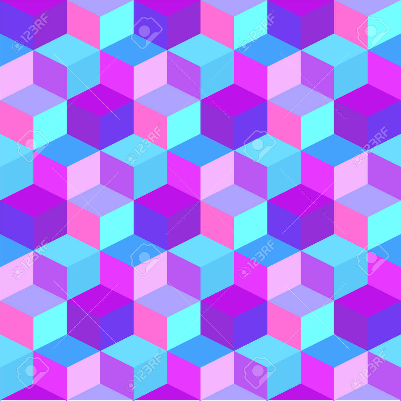 geometric colorful cube background purple and blue rhombus seamless purple and blue background
