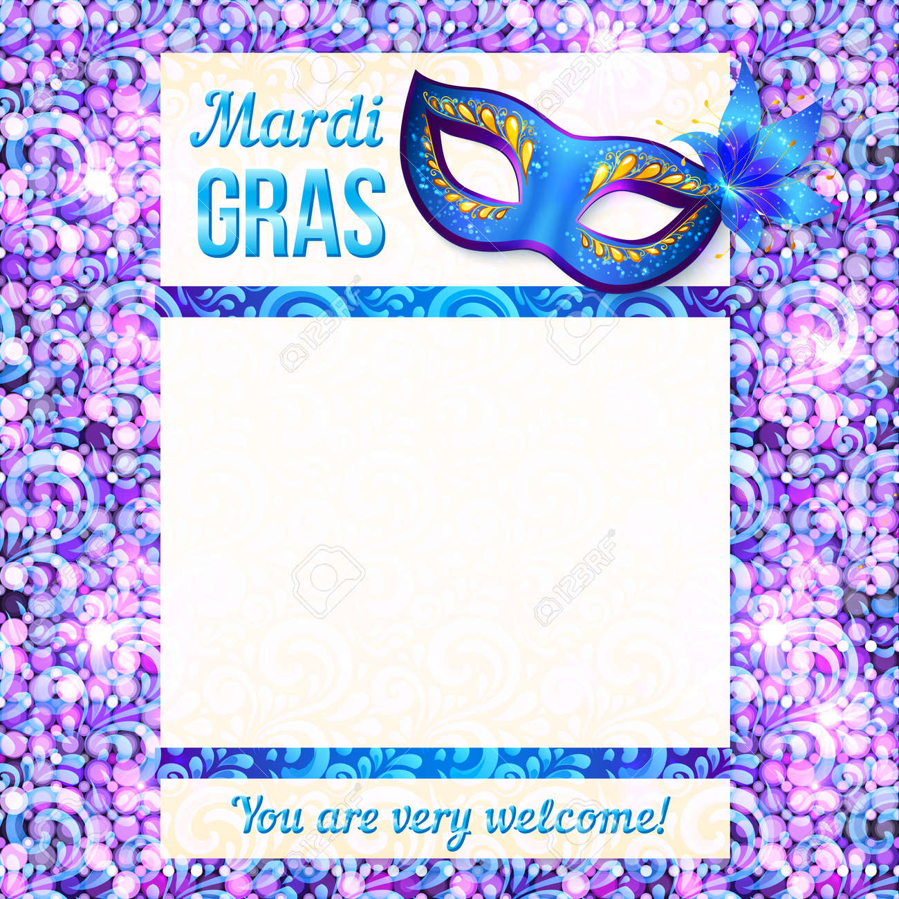 mardi gras carnival violet vector poster template royalty free