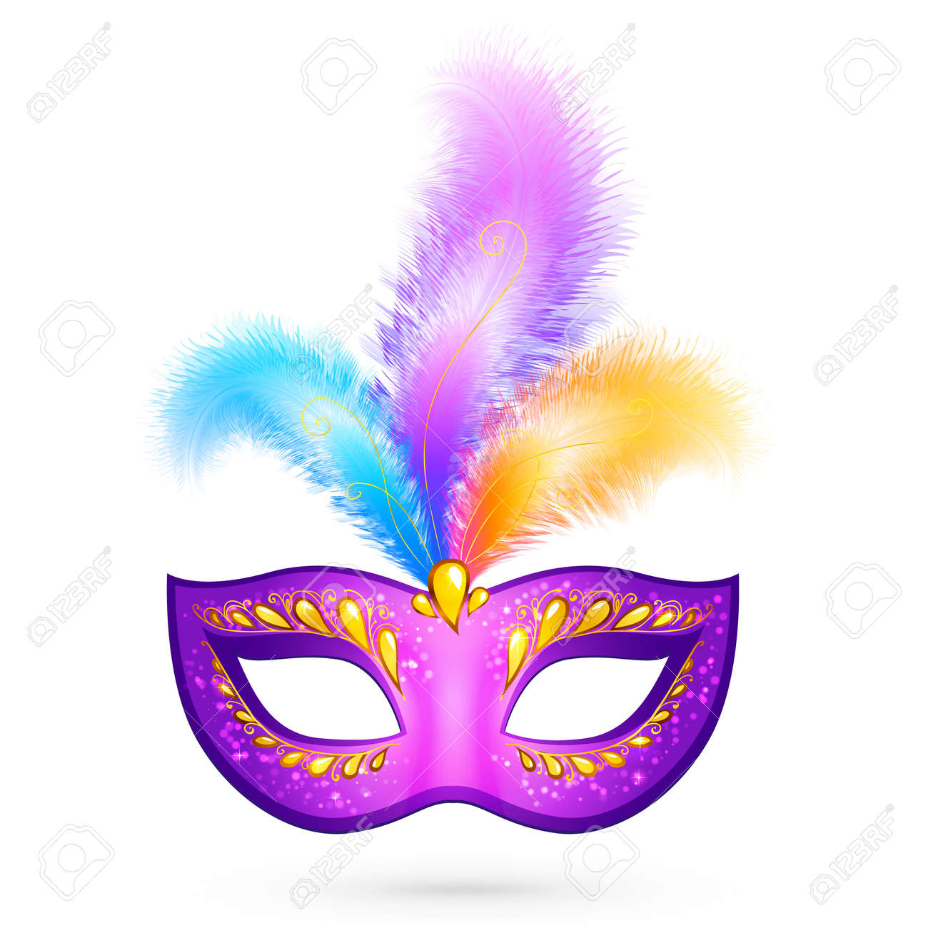 Violet Bright Carnival Mask With Realistic Feathers Royalty Free Cliparts Vectors And Stock Illustration Image