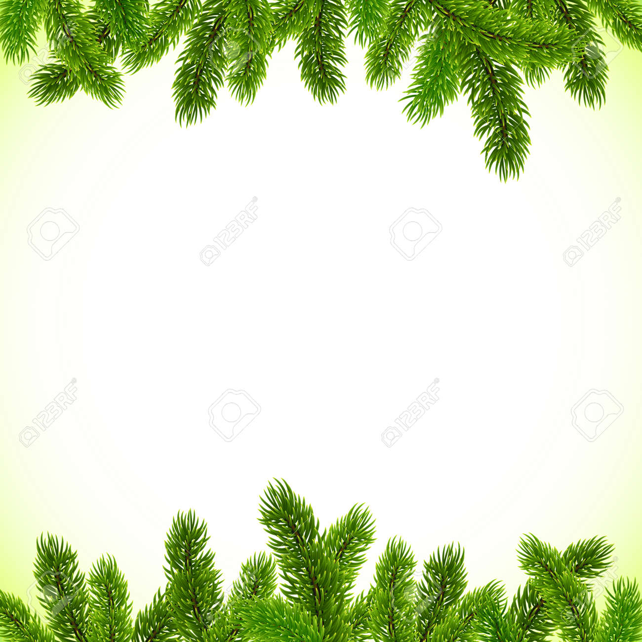 Green Christmas Tree Branches Vector Frame Stock Green Christmas Tree Branches Vector Frame Stock