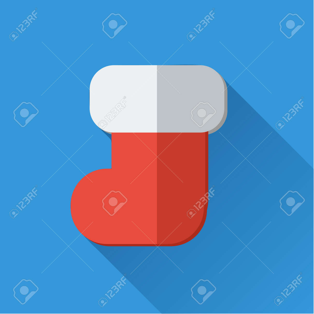 フラット スタイルのシンプルなクリスマス靴下アイコンのイラスト素材 ベクタ Image