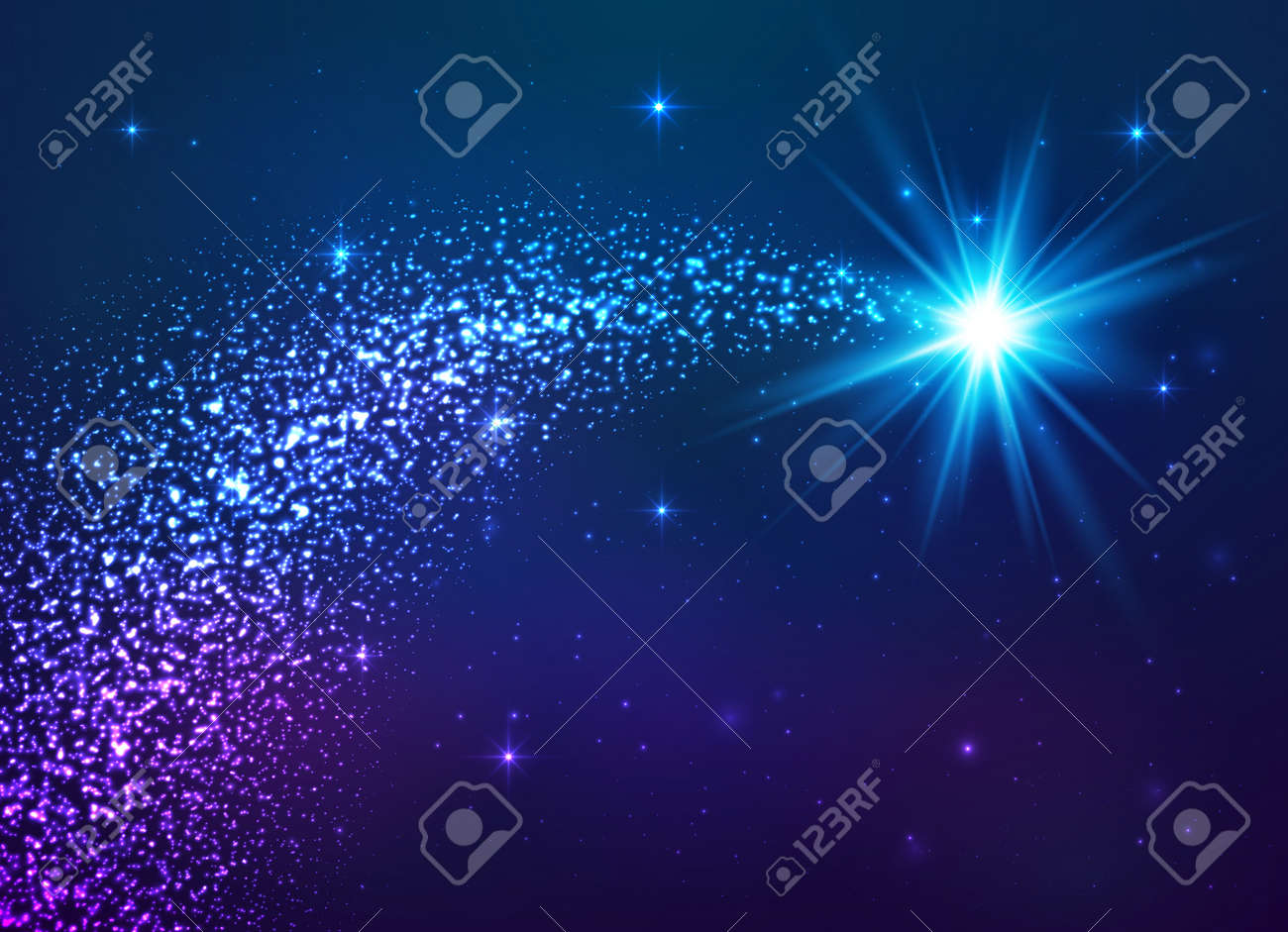 Bleu étoile Brillante Avec La Queue De Poussière