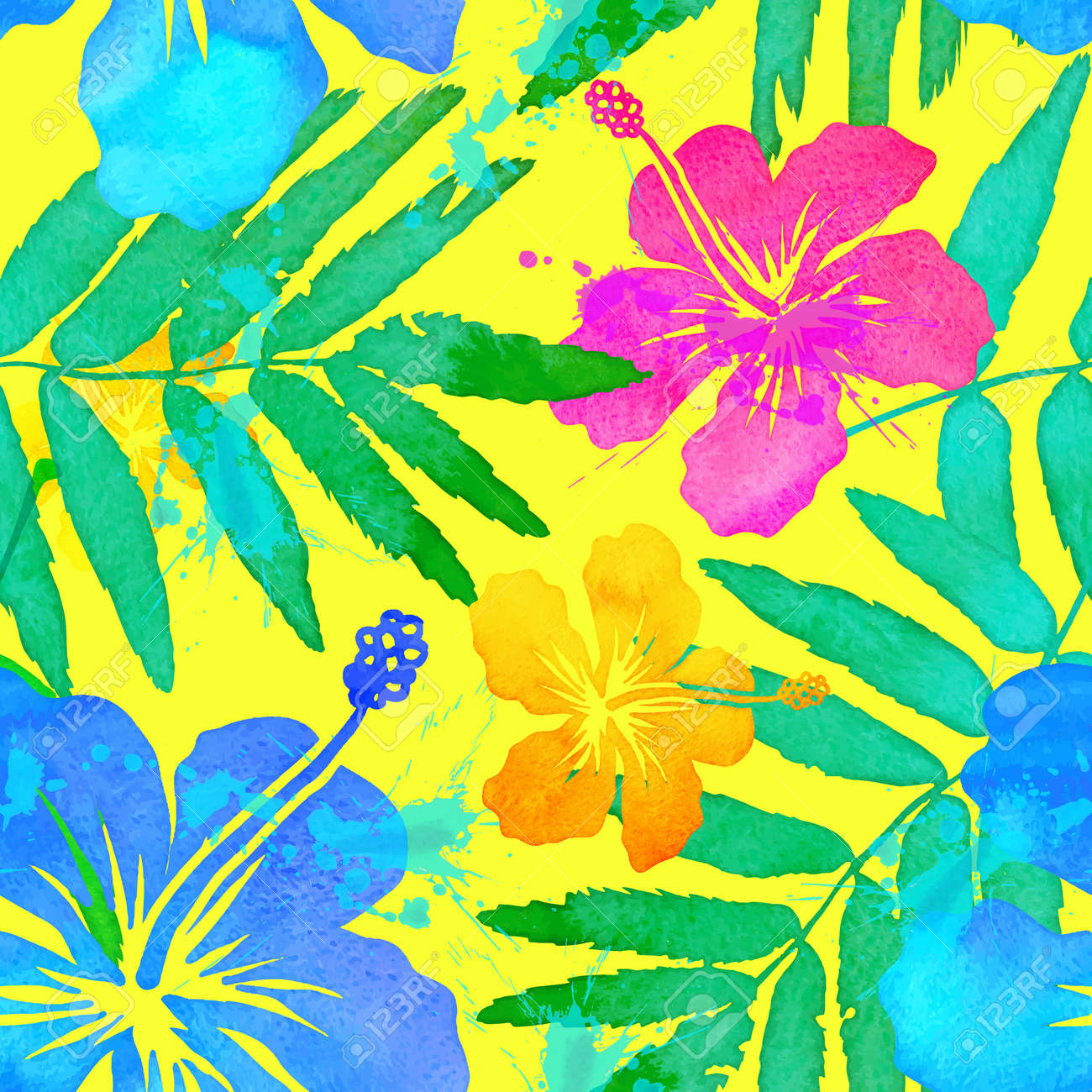 los colores vivos de flores tropicales del vector sin fisuras patrón
