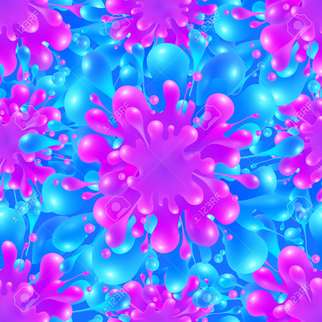 chapoteo rosado y azul del vector de pintura de colores vivos patrón