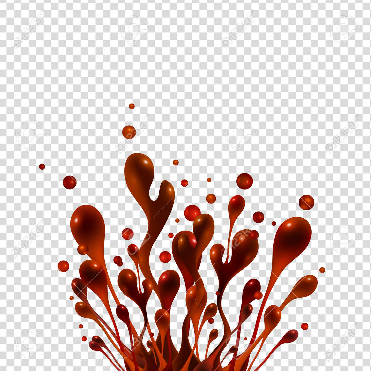 透明なグリッドの背景に分離されたベクトル チョコレート スプラッシュのイラスト素材 ベクタ Image