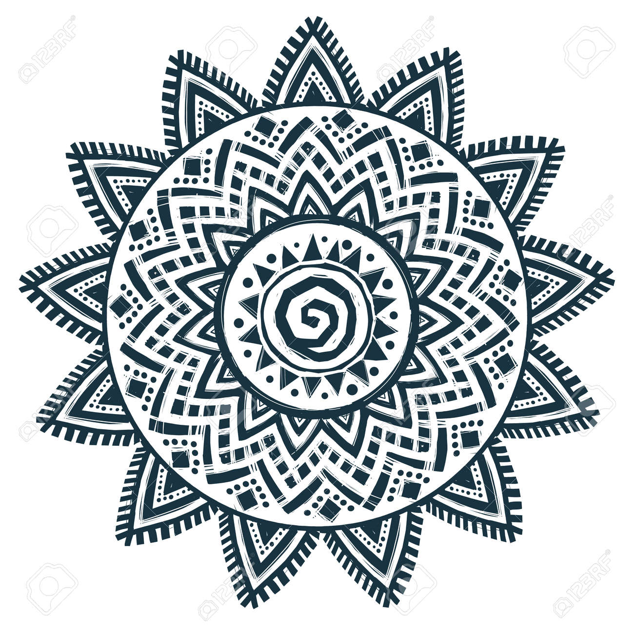 ethnic style sun vector hand drawn dream catcher mandala royalty