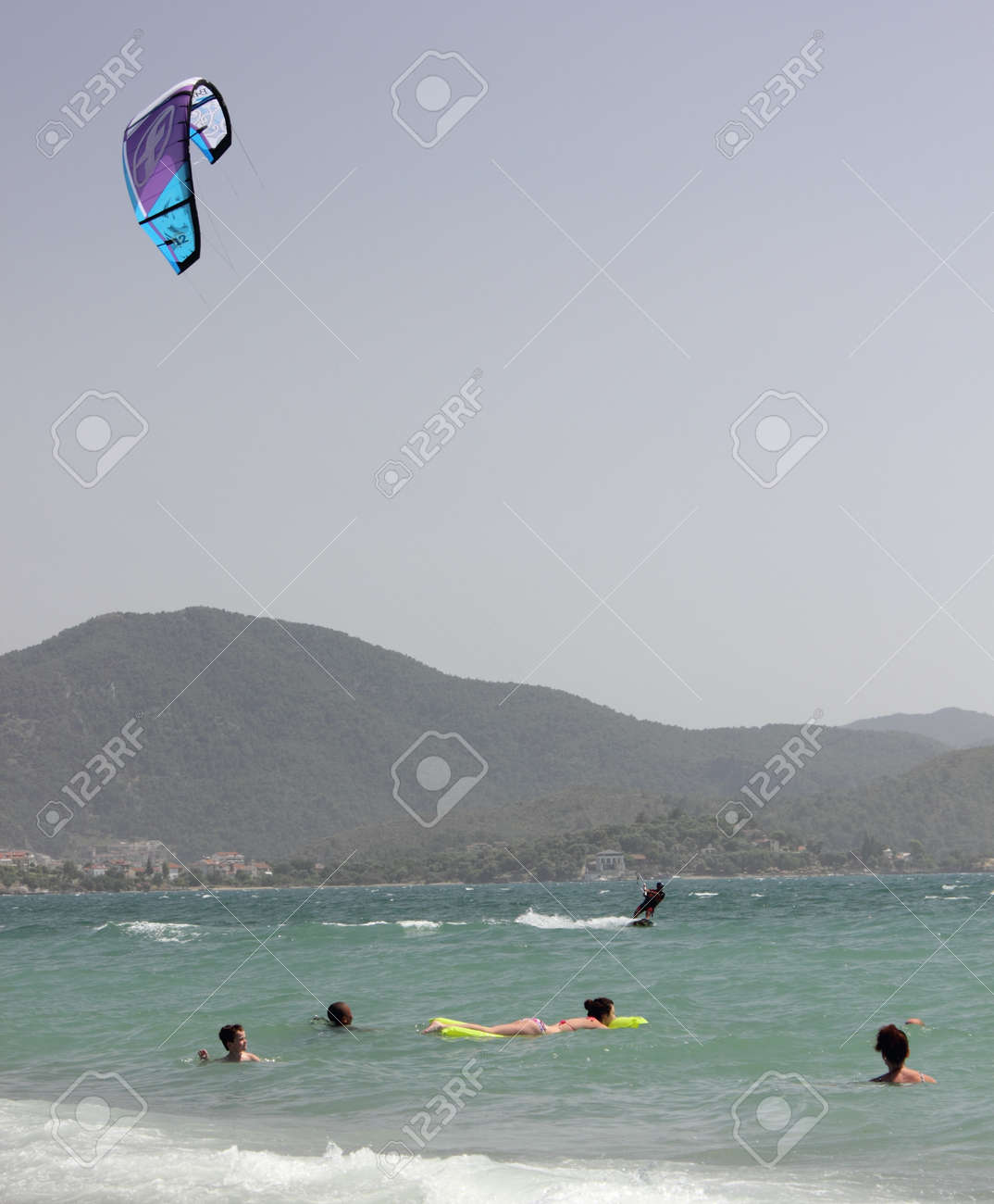 kitesurfing off the coast of calis beach turkey 30th may 2013 foto