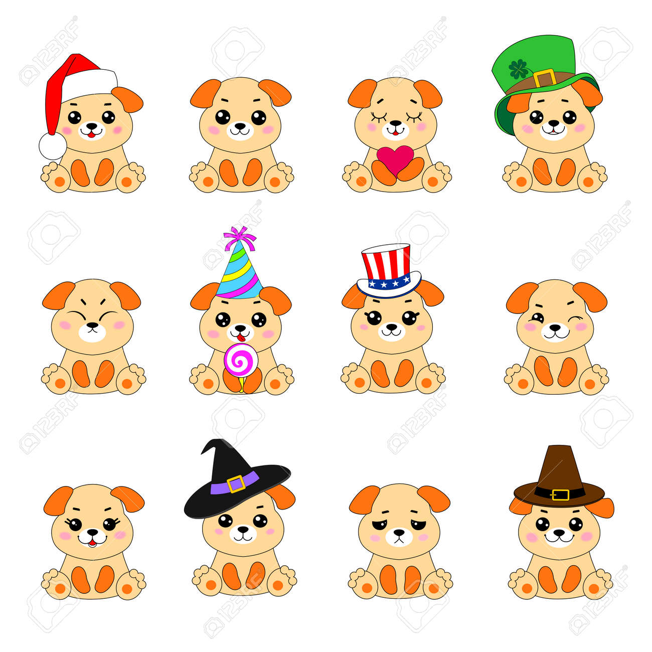 12 絵文字犬のイラスト素材 ベクタ Image