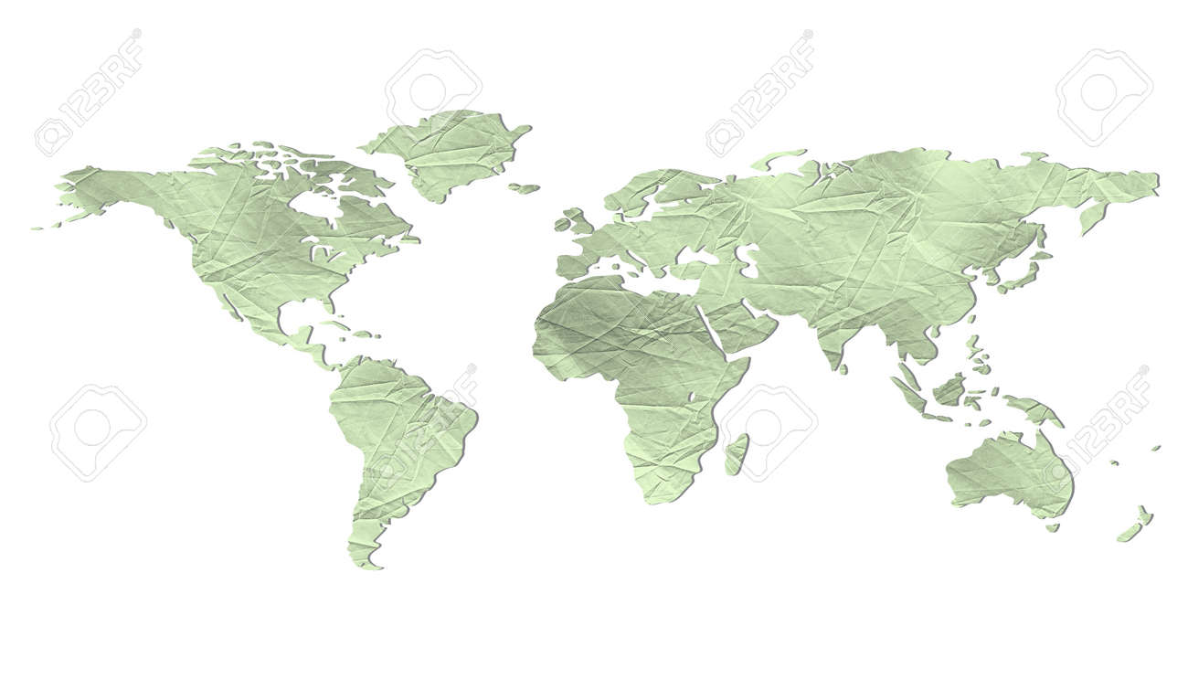 crumpled paper recycling map world