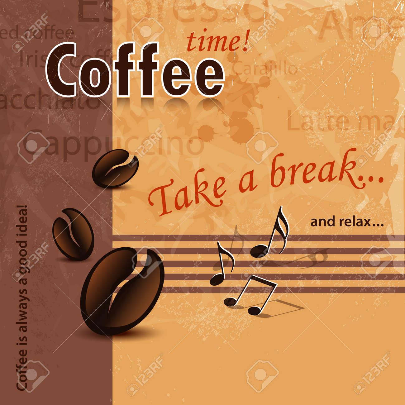 coffee time background retro with words coffee shop coffee