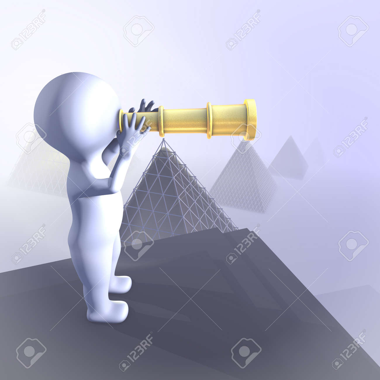A character is looking ahead. Pyramid background. - 12306059 A character is looking ahead. Pyramid background. - 12306059