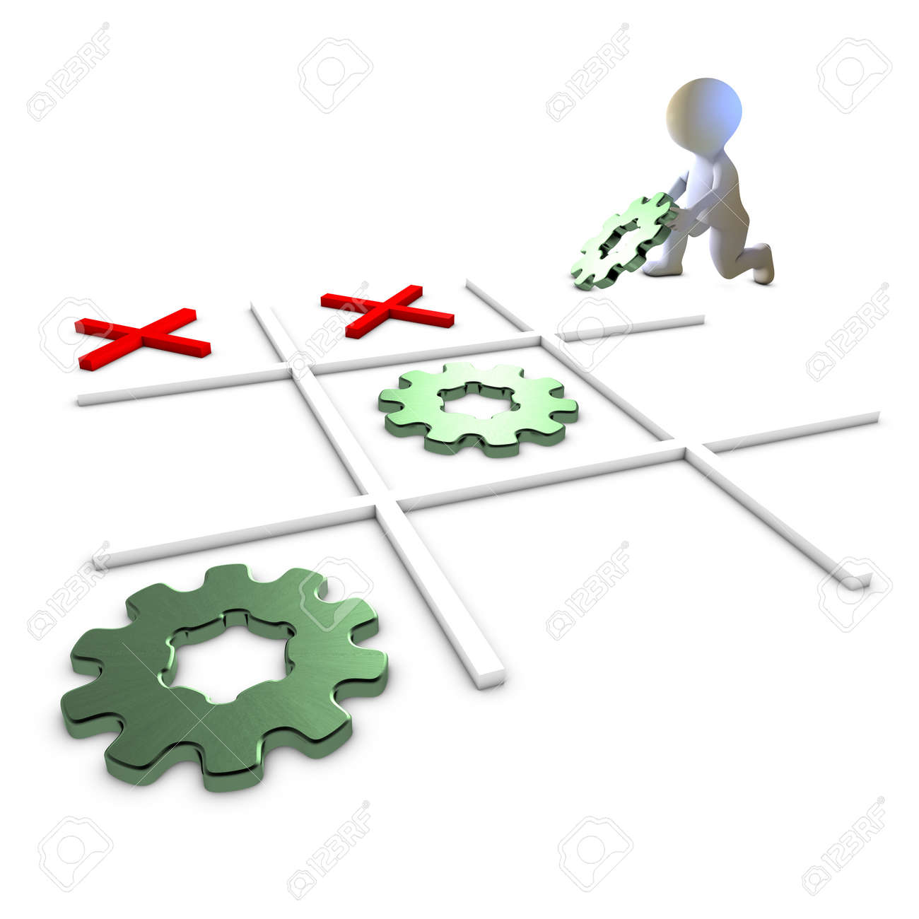 A character playing and winning Tic Tac Toe with gears Metaphor for success - 18958422 A character playing and winning Tic Tac Toe with gears Metaphor for success - 18958422