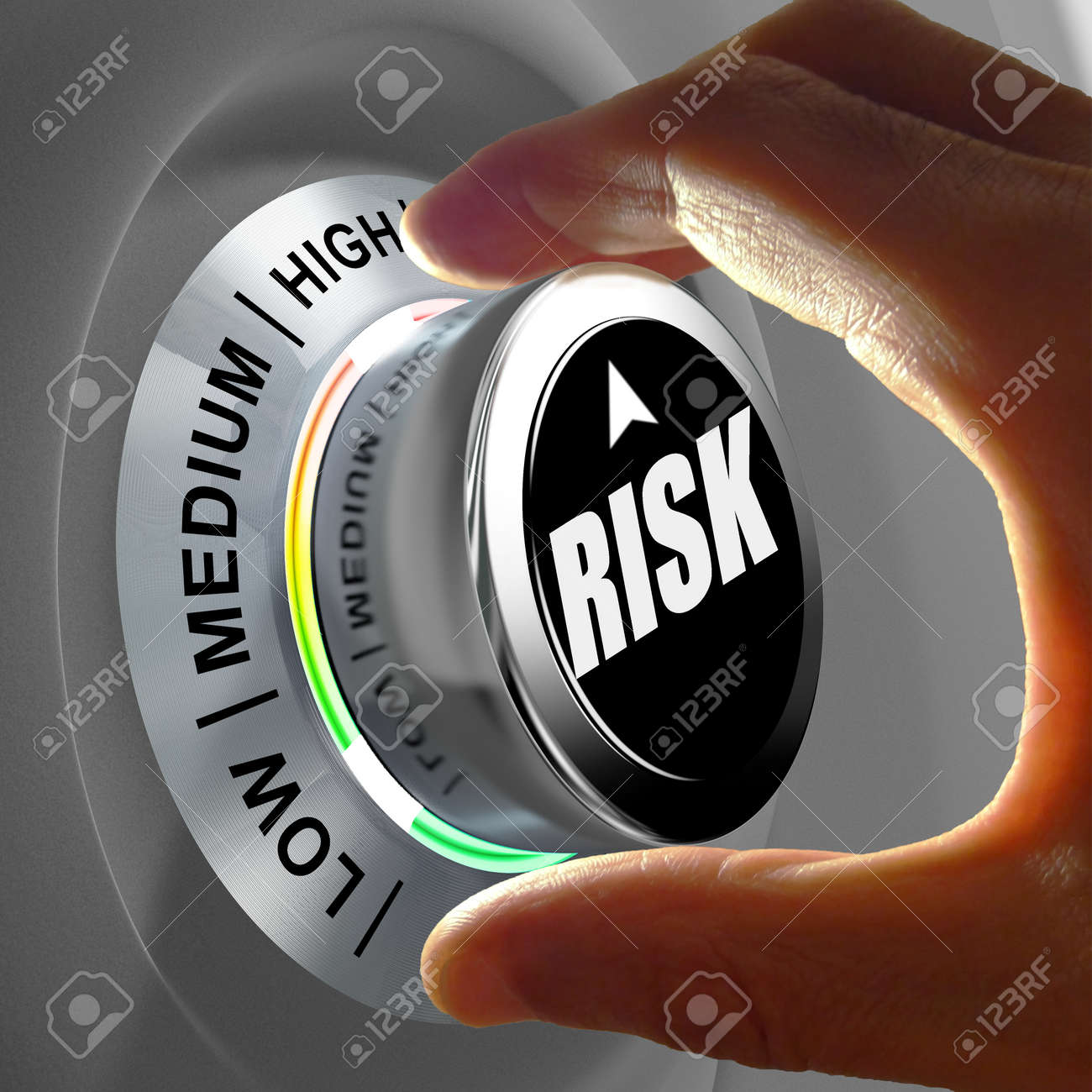 The button shows three levels of risk management. Concept illustration. - 32651640 The button shows three levels of risk management. Concept illustration. - 32651640