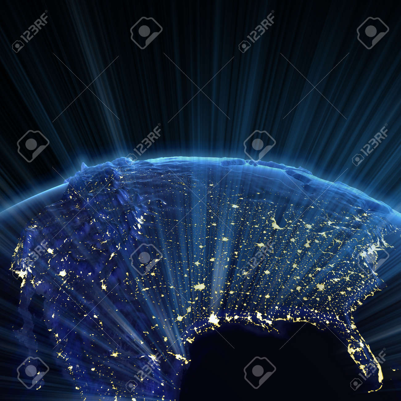 usa and canada city lights earth map from nasa stock photo picture