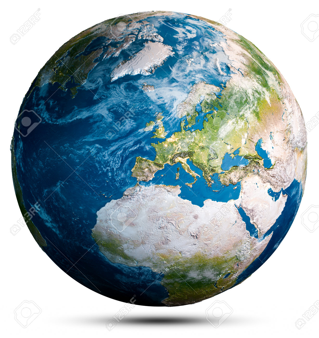 地球儀の世界地図。3Dレンダリングの写真素材・画像素材 Image 205217510