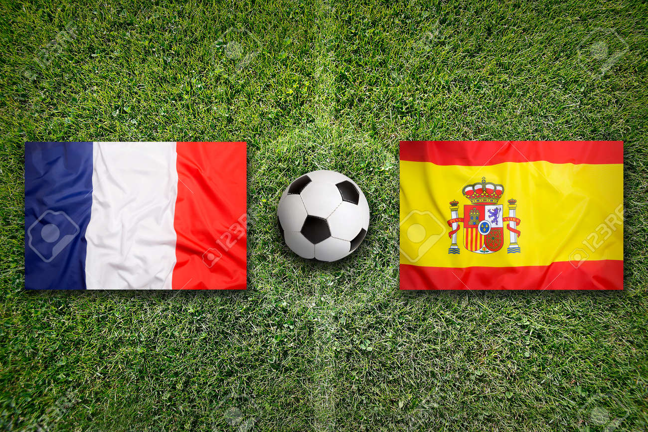 France Vs Spain Flags On A Green Soccer Field Stock Photo Picture And Royalty Free Image Image 56929823