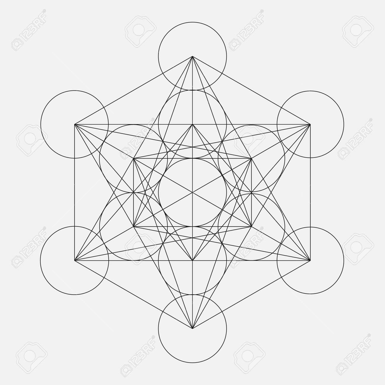 Metatron's Cube. Flower of life. Vector Geometric Symbol isolated. Sacred Geometric Figure named Metatrons Cube. Holy Glyph. - 52984449 Metatron's Cube. Flower of life. Vector Geometric Symbol isolated. Sacred Geometric Figure named Metatrons Cube. Holy Glyph. - 52984449