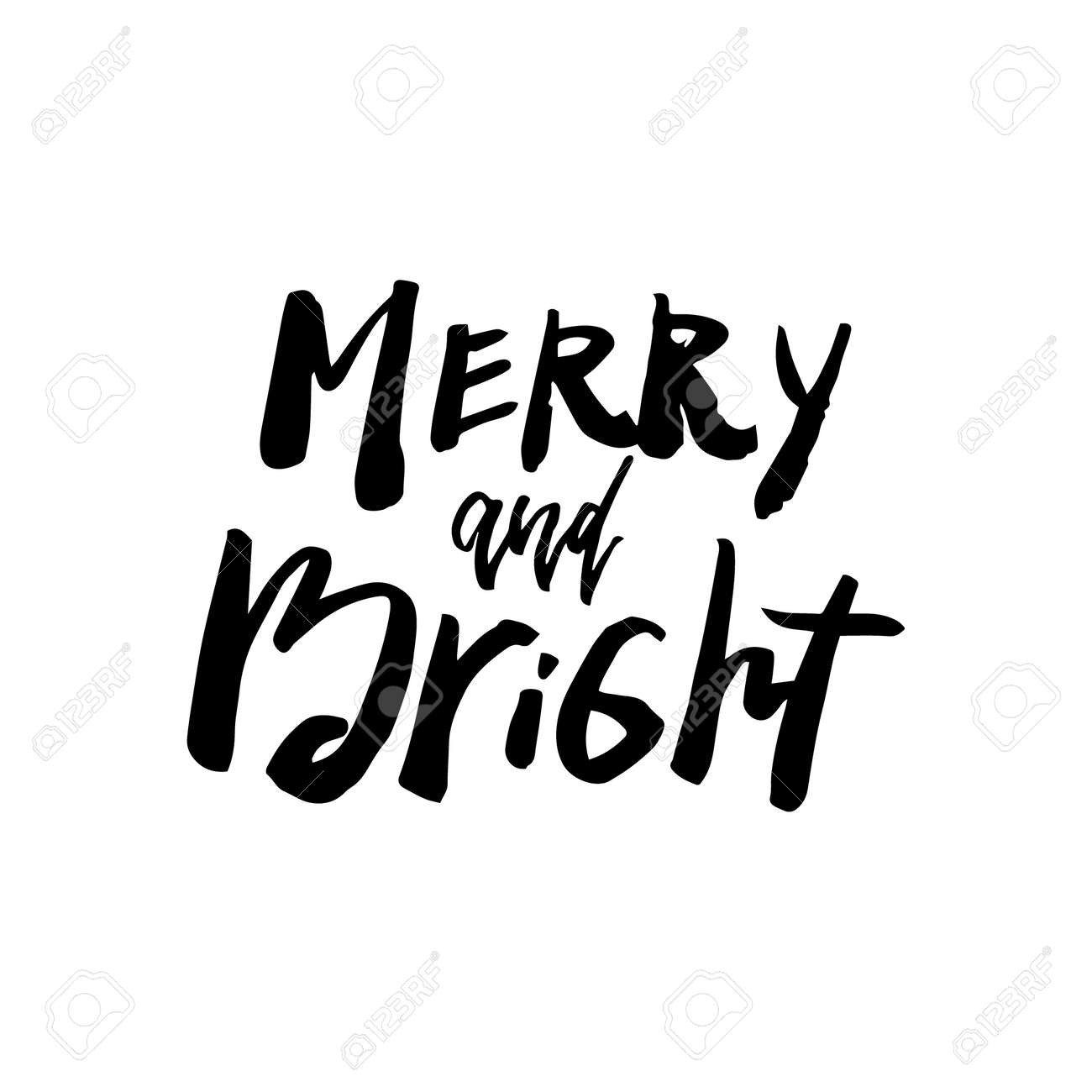 christmas card with calligraphy be merry and bright template