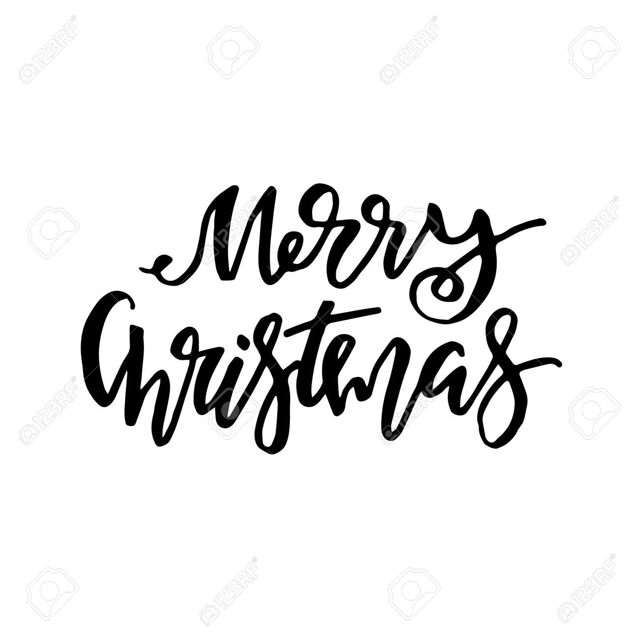 Merry Christmas Card With Calligraphy Template For Greetings