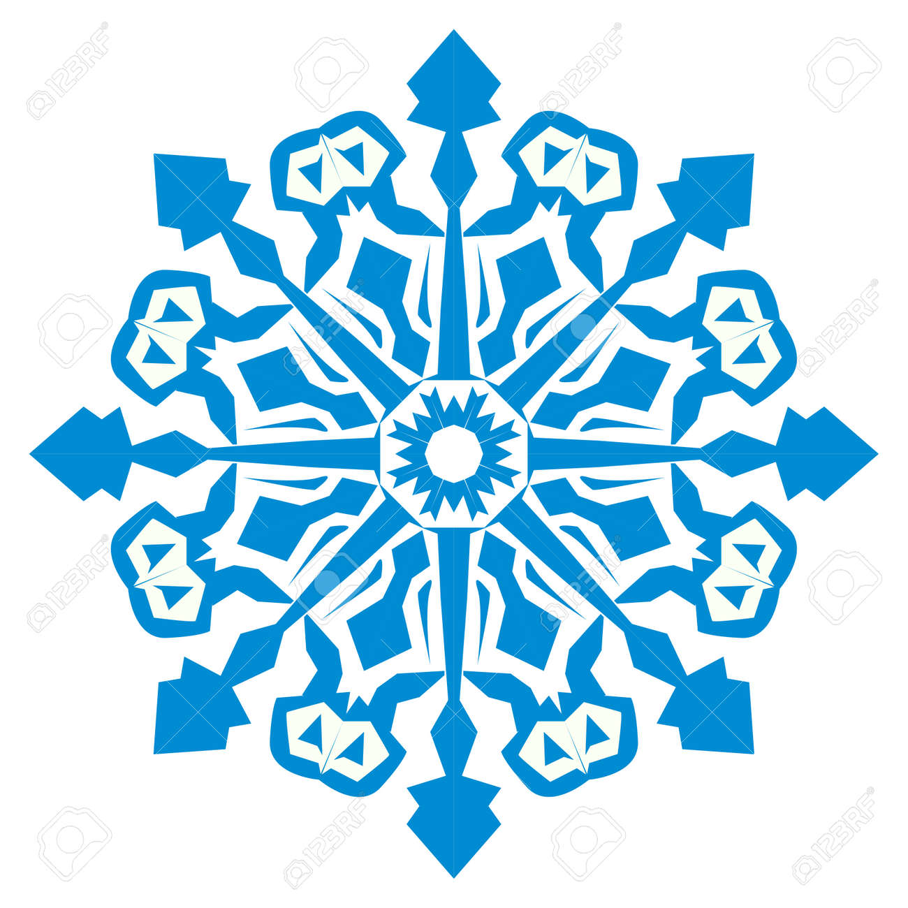 Illustration of a blue snowflake, thickened lines are depicted in a rougher way. - 112601925 Illustration of a blue snowflake, thickened lines are depicted in a rougher way. - 112601925