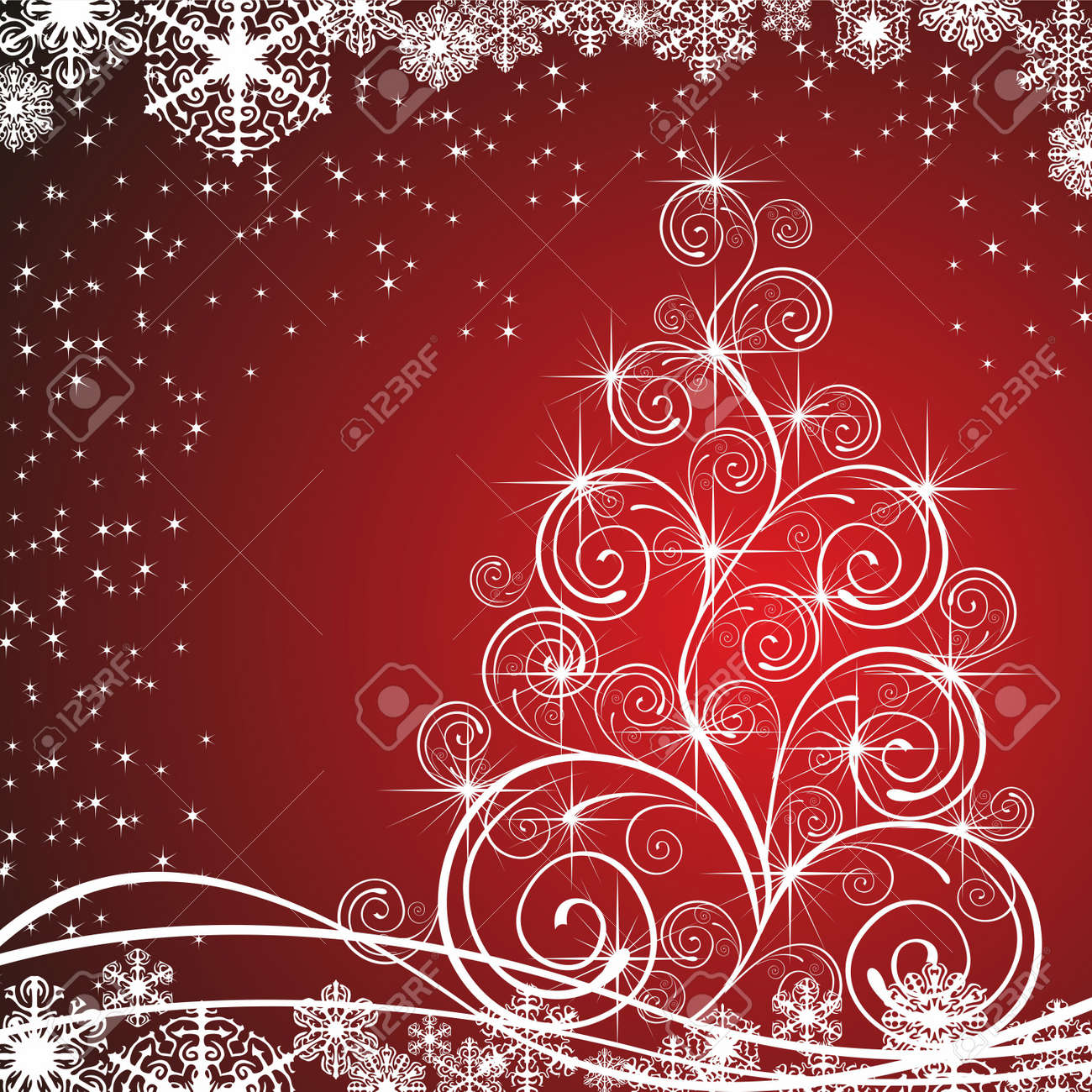 christmas template with swirly tree royalty free cliparts vectors