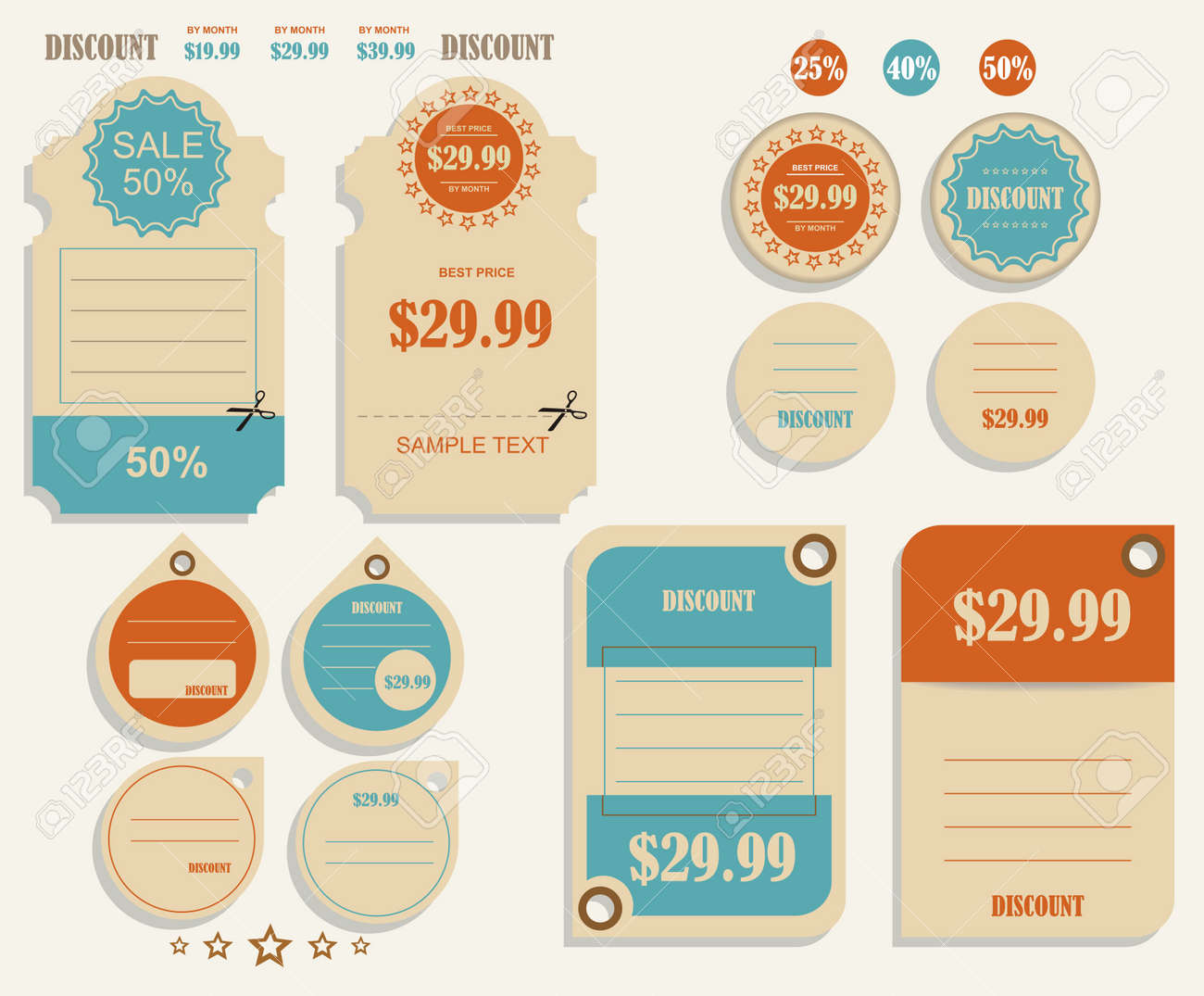 Vintage Labels Template Set Sale Discount Theme Retro Logo Design Stock Vector Vintage Labels Template Set Sale Discount Theme Retro Logo Design Stock Vector