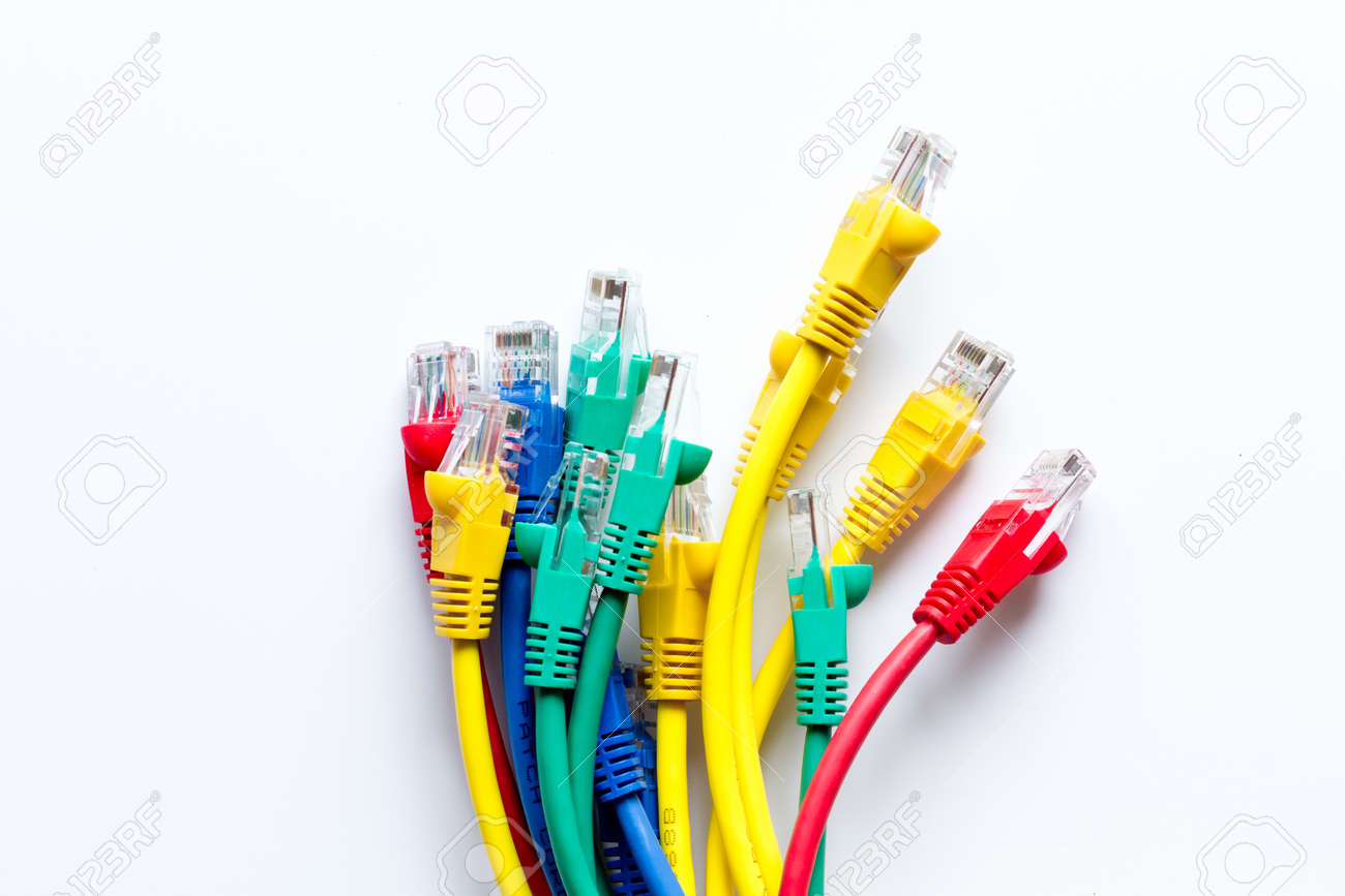concept network internet cable on white background top view. - 68179495 concept network internet cable on white background top view. - 68179495