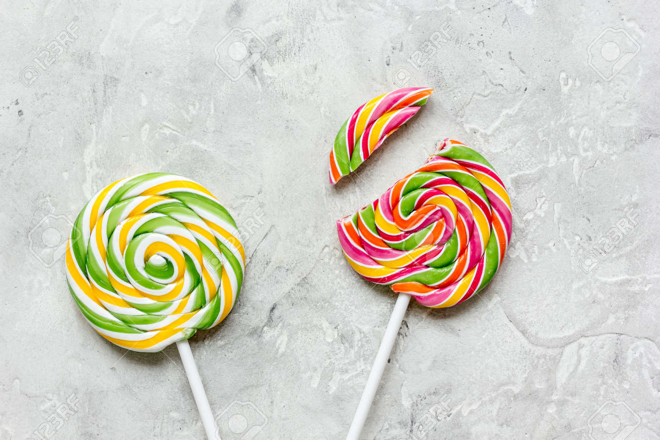 Download Closeup Of Candy On Gary Table Background Top View Mockup Stock Photo Picture And Royalty Free Image Image 75822438