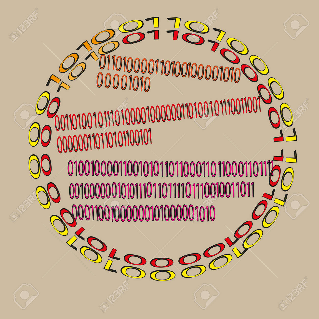 Banque d'images - Code binaire Emblème Bonjour tout le monde Illustration du code binaire Bonjour tout le monde crypté trois expressions et de zéros Ones ...