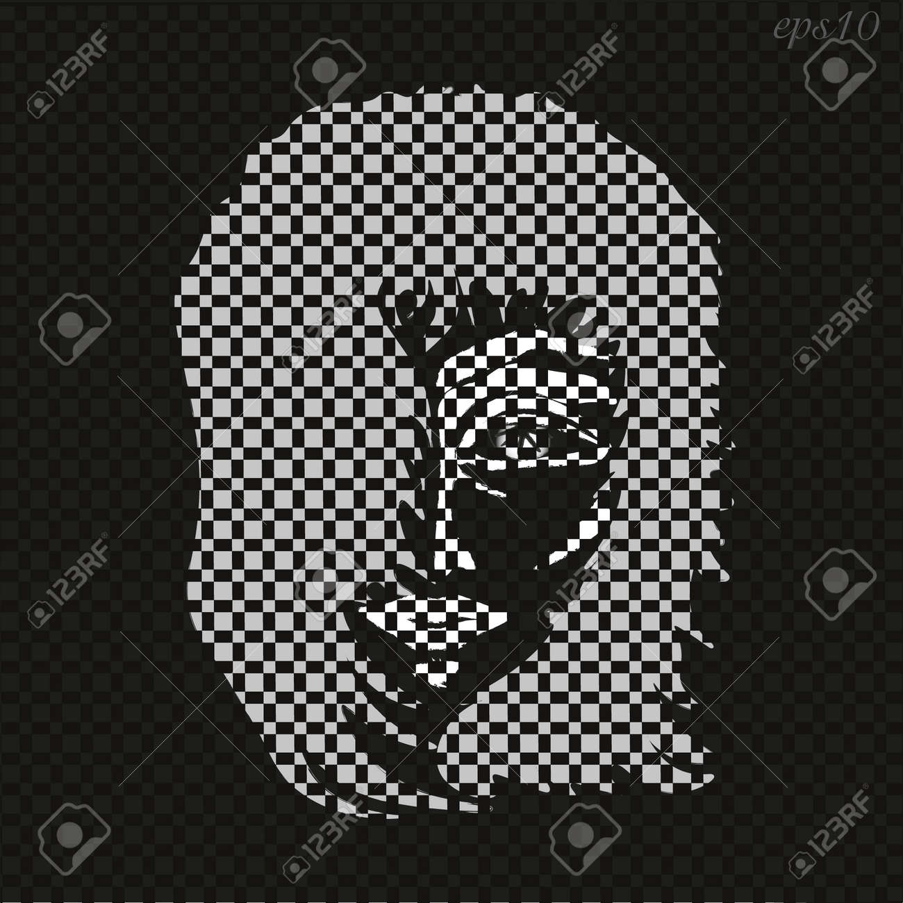 若い男の抽象的な著者の肖像画デザイン スタイル ロフト現代人シャドウ ボックス灰色の髪目口黒白図株式ベクトル のイラスト素材 ベクタ Image