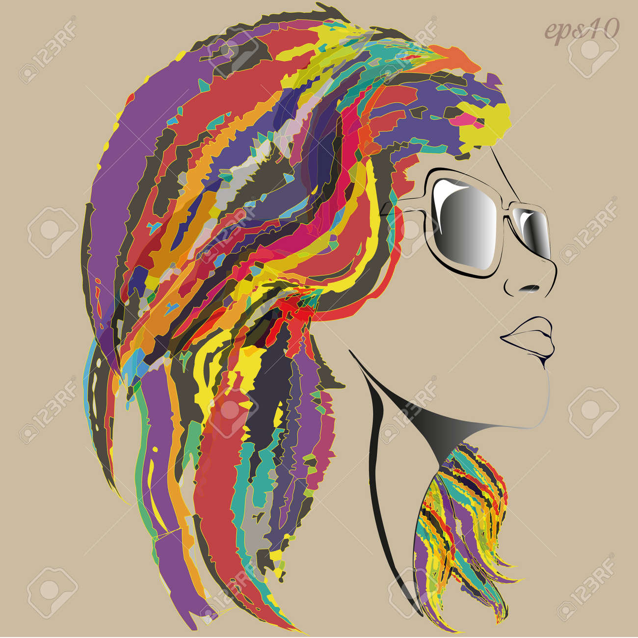 Girl In Glasses Portrait Of A Modernist Style Girl With Mottled
