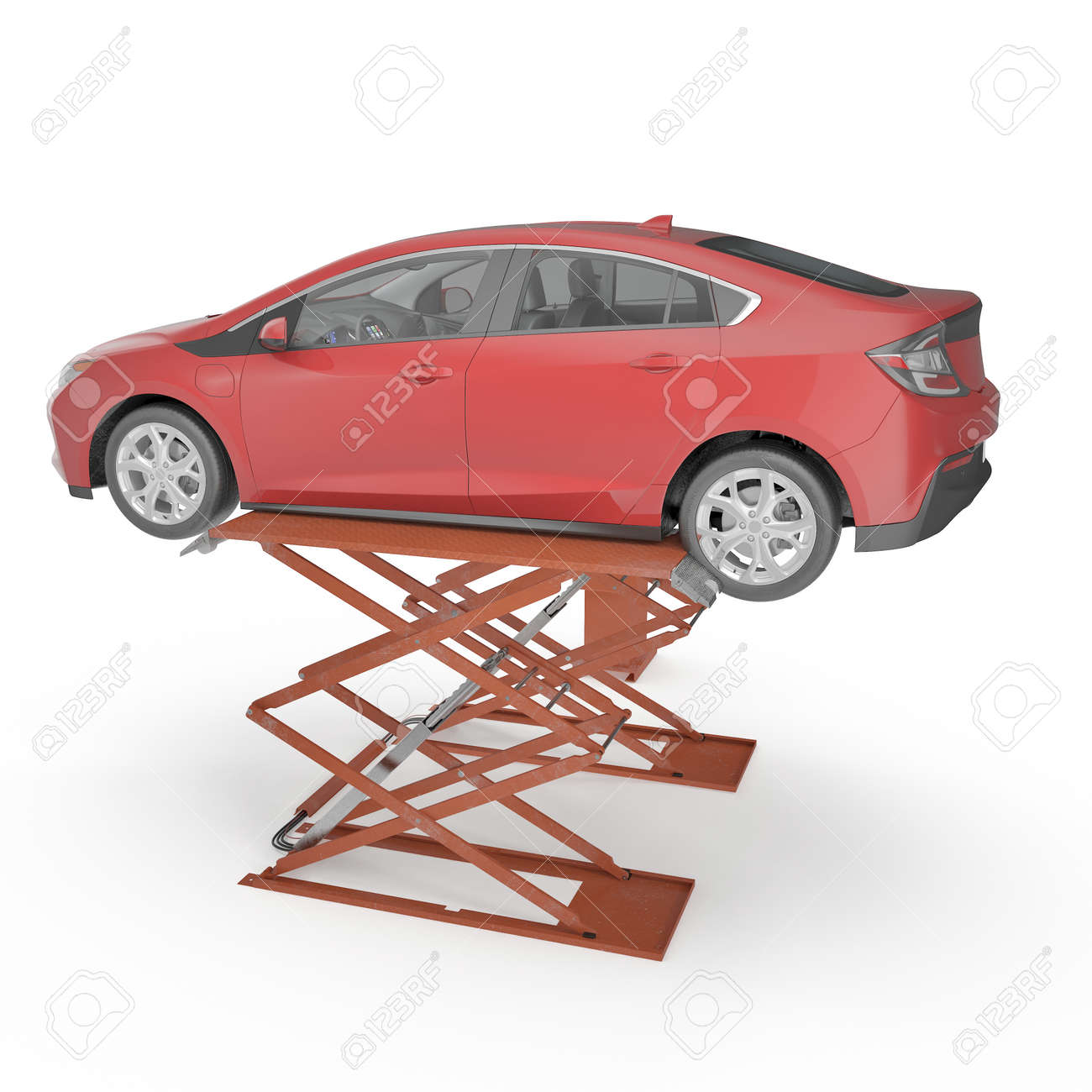 自動車のシザーを持ち上げ 白い背景の上の車 3 D イラスト クリッピング パス の写真素材 画像素材 Image 自動車のシザーを持ち上げ 白い背景の上の車 3 D イラスト クリッピング パス の写真素材 画像素材 Image