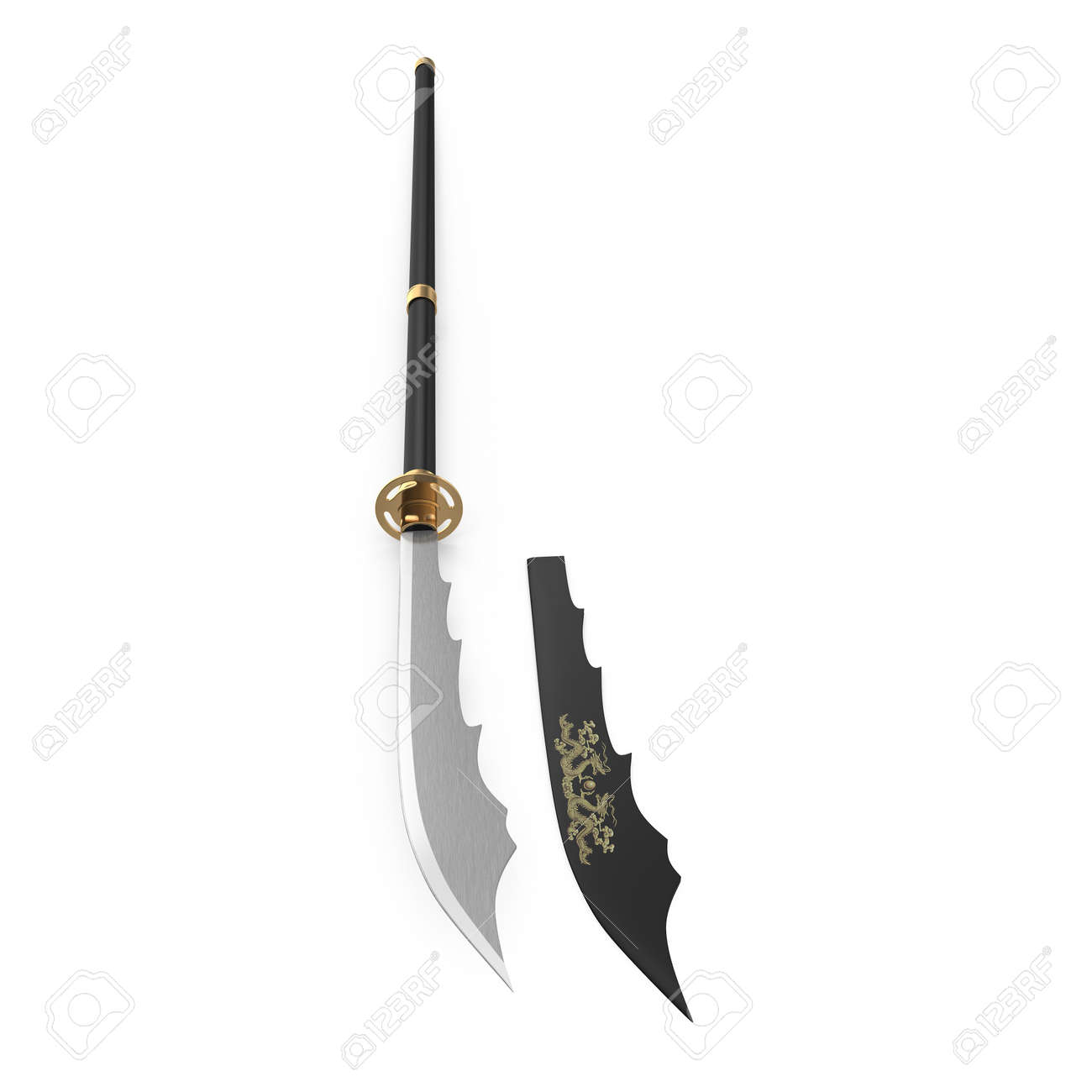 Japanese Samurai Naginata Yari Sword On White 3d Illustration Stock Photo Picture And Royalty Free Image Image